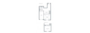 A1 1 Bed 1 Bath Floor Plan Layout at Riverwalk Apartments, Lawrence