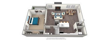 1 Bed 1 Bath Floor Plan at Heritage at Waters Landing, Maryland, 20874