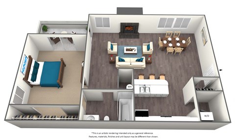 1 Bed 1 Bath Floor Plan at Heritage at Waters Landing, Maryland, 20874