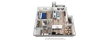 1 Bedroom X 1 Bath - 734 Sq. Ft. Floor Plan - A1 Newly Renovated at Villa Serena, Henderson, 89014