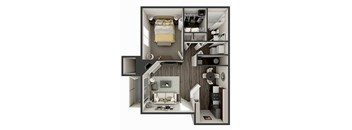 1 bedroom 1 bath floor plan A1 | 706 Sq. Ft. at Deer Crest Apartments, Colorado