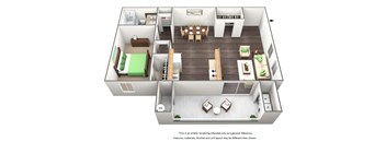 One Bed One Bath Floor Plan at Murietta at ASU, Arizona