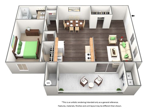 One Bed One Bath Floor Plan at Murietta at ASU, Arizona