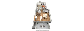 1 Bedroom 1 Bath Floor Plan at Del Coronado, Mesa, 85202