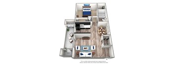 1 Bedroom X 1 Bath - 740 Sq. Ft. Floor Plan - A2at Villa Serena, Henderson, 89014