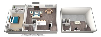 1 Bed 1.5 Bath + Loft Floor Plan at Heritage at Waters Landing, Germantown, MD, 20874