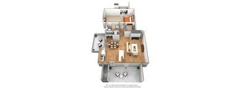 1 Bedroom 1 Bathroom Floor Plan at Del Coronado, Mesa, Arizona