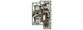 1 bedroom 1 bath floor plan A3 | 977 Sq. Ft. at Deer Crest Apartments, Broomfield, CO, 80020