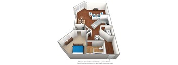 1 bedroom 1 bathroom floor plan J at University Ridge Apartments, Durham, NC