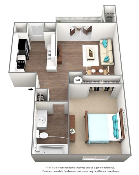Apsen Floor Plan at Union Heights Apartments, Colorado Springs, Colorado