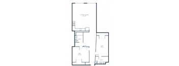 B1 2 Bed 1.5 Bath Floor Plan Layout at Riverwalk Apartments, Lawrence, MA 01843