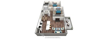 2 Bed 1 Bath Floorplan at Heritage at Waters Landing, Germantown, MD