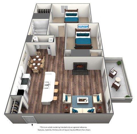 2 Bed 1 Bath Floorplan at Heritage at Waters Landing, Germantown, MD