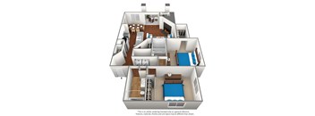 2 bedroom 2 bathroom floor plan at University Ridge Apartments, North Carolina