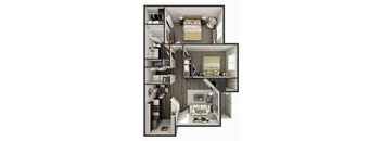 2 bedroom 1 bath floor plan B1 | 947 Sq. Ft. at Deer Crest Apartments, Broomfield, CO