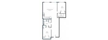 B10 2 Bed 2 Bath Floor Plan Layout at Riverwalk Apartments, 01843