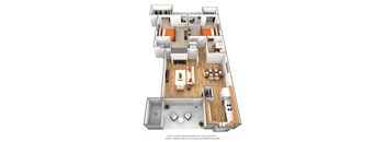 2 bedroom 2 bath Floor Plan at Del Coronado, Mesa
