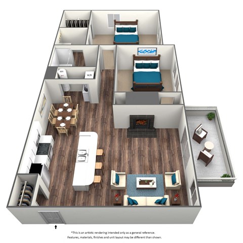 2 Bed 1.5 Bath Floor Plan at Heritage at Waters Landing, Germantown, 20874