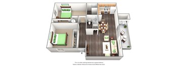 Two Bed Two Bath Floor Plan at Murietta at ASU, Tempe, AZ 85281