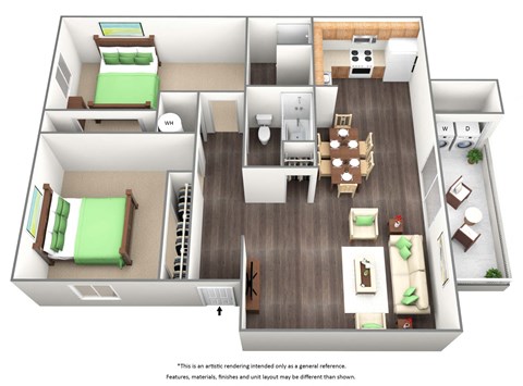Two Bed Two Bath Floor Plan at Murietta at ASU, Tempe, AZ 85281