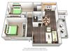 Two Bed Two Bath Floor Plan Two Bed Two Bath Floor Plan at Murietta at ASU, Tempe, AZ 85281