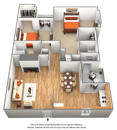 2 Bedroom 2 Bathroom Floor Plan at Del Coronado, Arizona