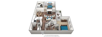 2 Bed 2 Bath Floor Plan at Heritage at Waters Landing, Germantown, Maryland