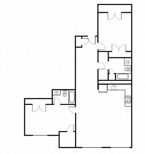B4 2 Bed 2 Bath Floor Plan Layout at Riverwalk Apartments, Massachusetts