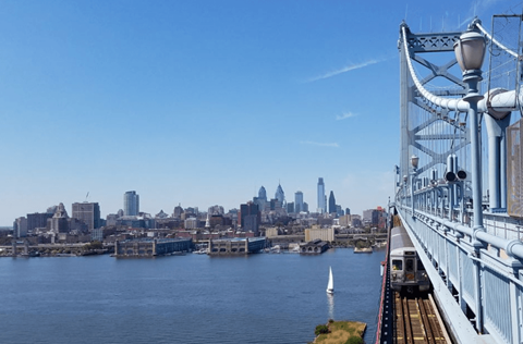 View of the Benjamin Franklin Bridge at The View at Old City, Philadelphia, PA