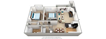 2 bedroom 1 bathroom floor plan A at Montclair Apartments, Silver Spring, 20904