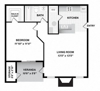A1 Floor Plan at The Pointe at Irving Park, Greensboro, 27408