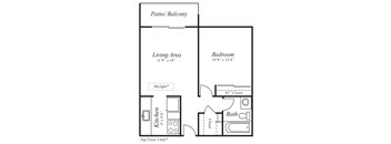 1 Bed 1 Bath Floor Plan at Broadmoor Springs, Colorado Springs, CO, 80906