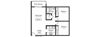 2 Bed 1 Bath Floor Plan at Broadmoor Springs, Colorado Springs, CO