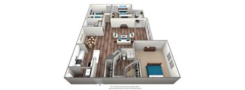 3 Bed 2 Bath Floor Plan at Heritage at Waters Landing, Germantown, MD, 20874