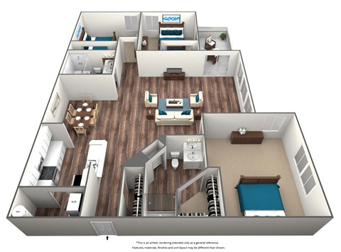 3 Bed 2 Bath Floor Plan at Heritage at Waters Landing, Germantown, MD, 20874