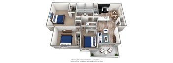 3 Bedroom X 2 Bath - 1,320 Sq. Ft. Floor Plan - C1 - Renovatedat Villa Serena, Henderson, 89014
