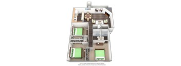 Three Bed Two Bath Floor Plan at Murietta at ASU, Tempe, Arizona 85281