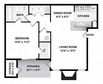 A2 Floor Plan at The Pointe at Irving Park, Greensboro, North Carolina