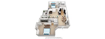 2 bedroom 2 bathroom floor plan  at Montclair Apartments, Silver Spring