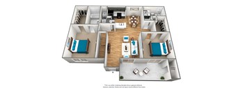 2 bedroom 2 bath floor plan at The Parkway at Hunters Creek, Orlando