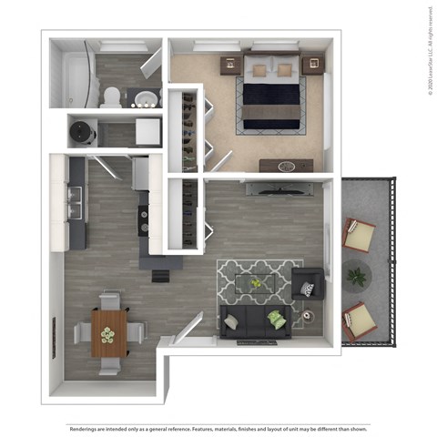 Cimarron Floor Plan at Windmill Apartments, Colorado Springs, CO, 80916