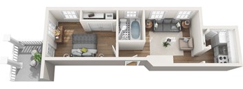 A2 - 1x1 - 464 sq. ft. at The Collection, Richmond, Virginia