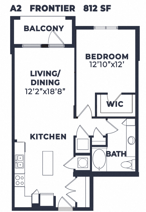 The Frontier 1 Bed 1 Bath Floor Plan at Edge75, Naples