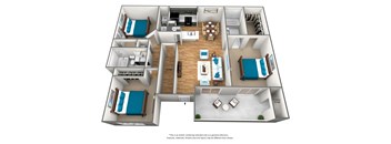 3 bedroom 3 bath floor plan at The Parkway at Hunters Creek, Florida, 32837