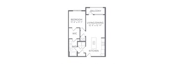 The Harbor 1 Bed 1 Bath Floor Plan at AxisOne, Stuart