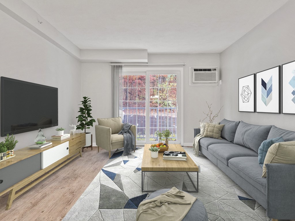 Modern Living Room at Heritage at the River, Manchester, 03102