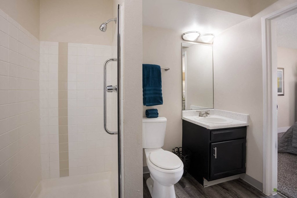 Second bathroom at Woodland Hills Apartments, CO, 80918