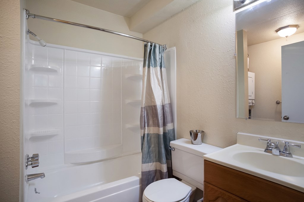 Bathroom with a shower and a sink  at Governor's Park, Fort Collins, 80525
