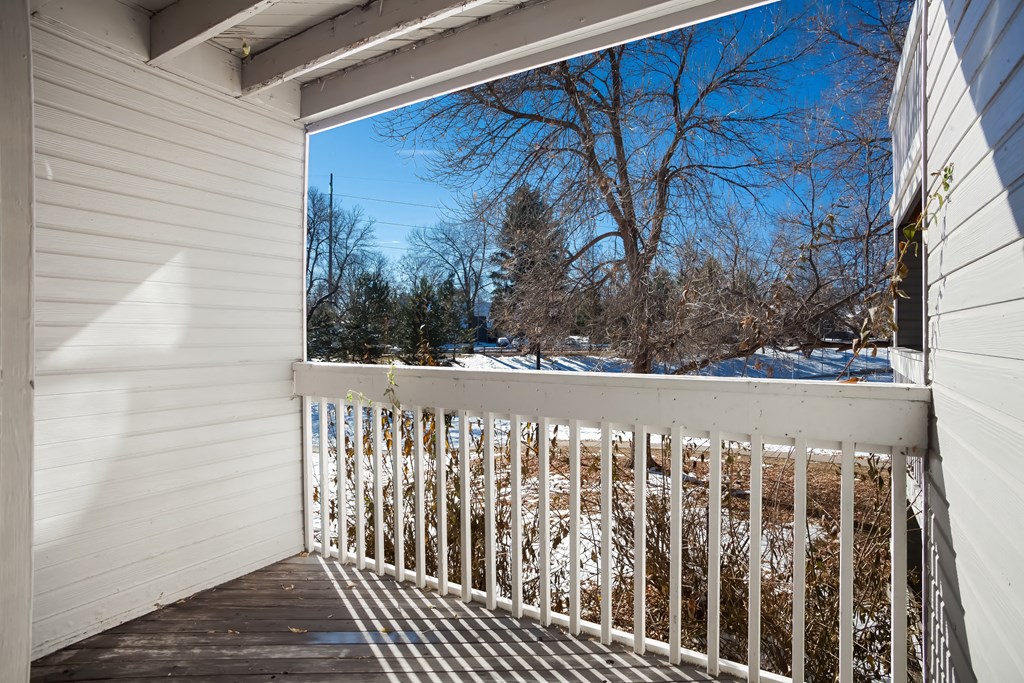 View of the snow from the porch   at Governor's Park, Fort Collins, 80525