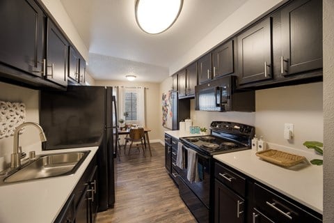 Kitchen and dining room at 2900 Lux Apartment Homes, Nevada